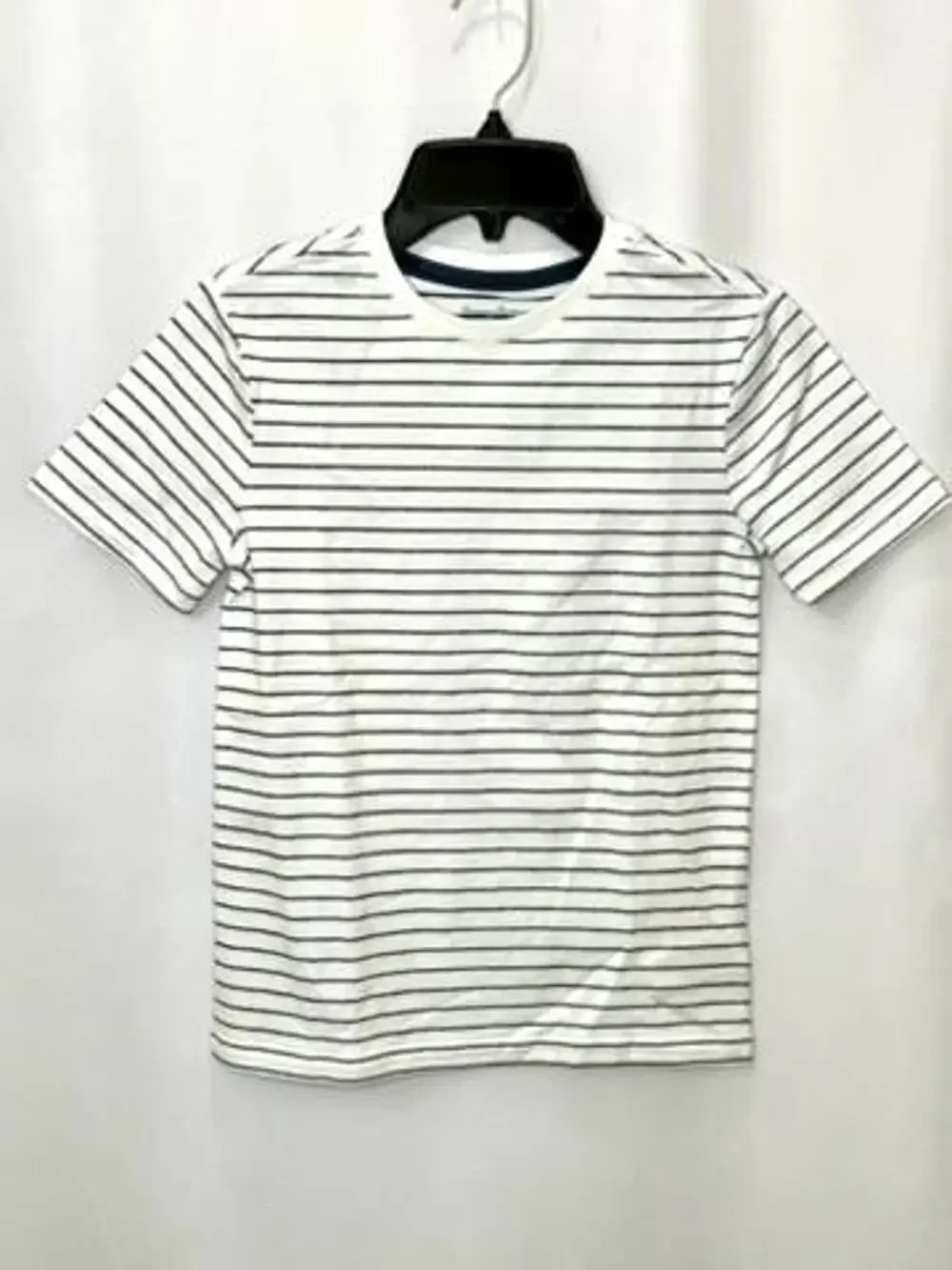 Tommy Bahama Boys Striped T-Shirt Size M 7-8 White Navy Blue Short Sleeve Tee